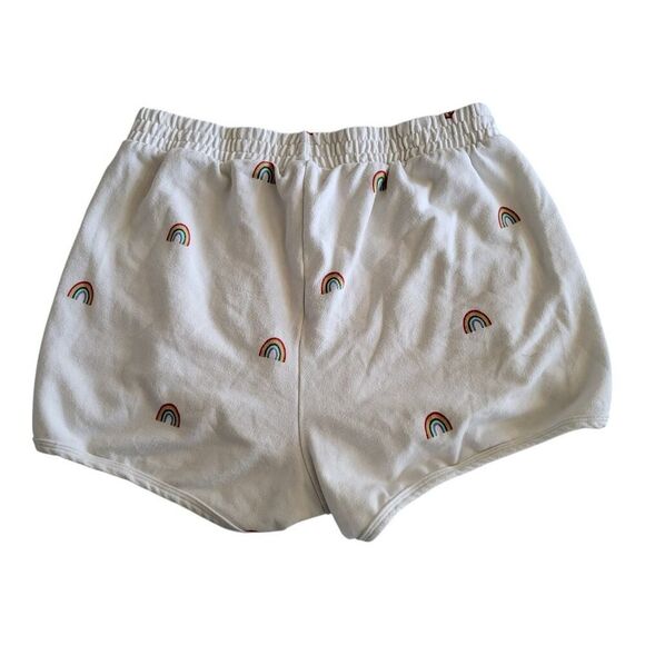 Spiritual Gangster Small Mini Shorts White with Rainbow Print Track Leisure - Picture 5 of 10